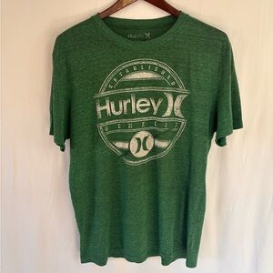 Hurley Heather Green Distressed Graphic T-Shirt Est 1999 MCMXCIX Surf Skate | L
